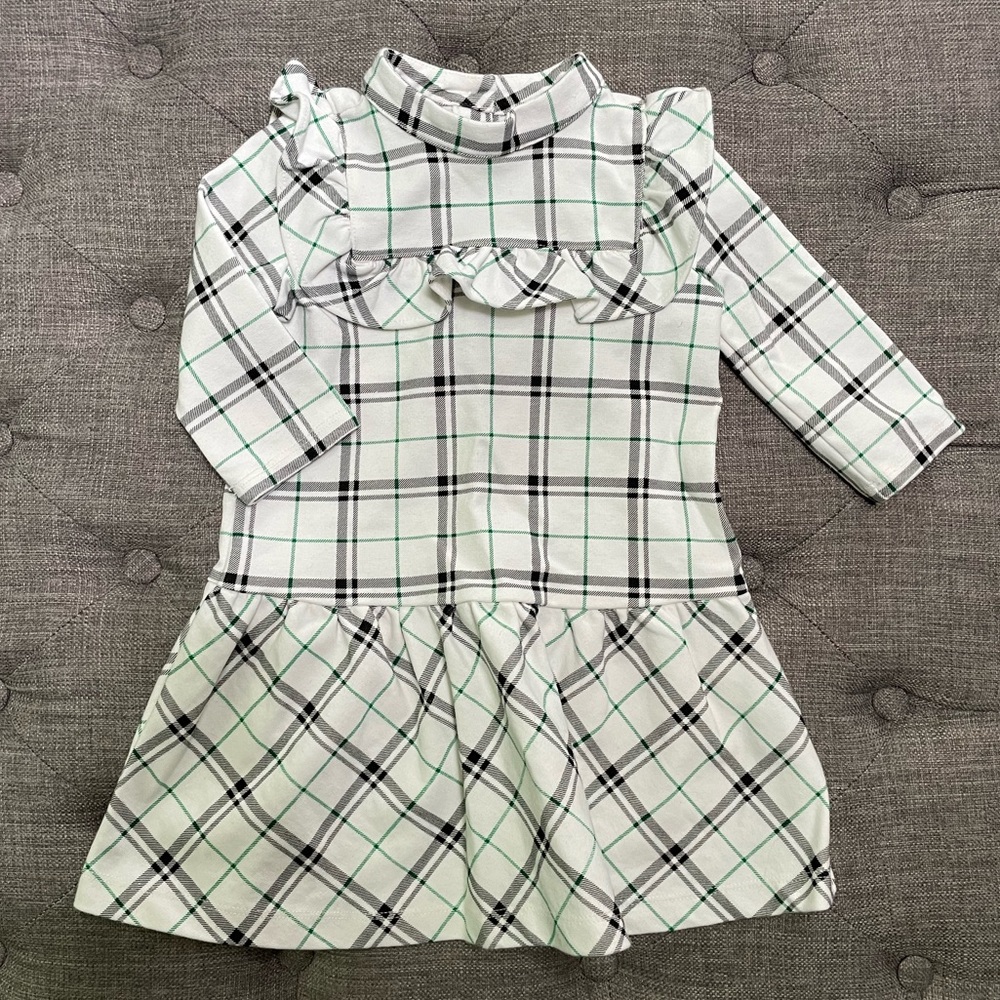 Janie and Jack Baby Toddler Girl Long Sleeve Ruffle Plaid Dress 18-24M